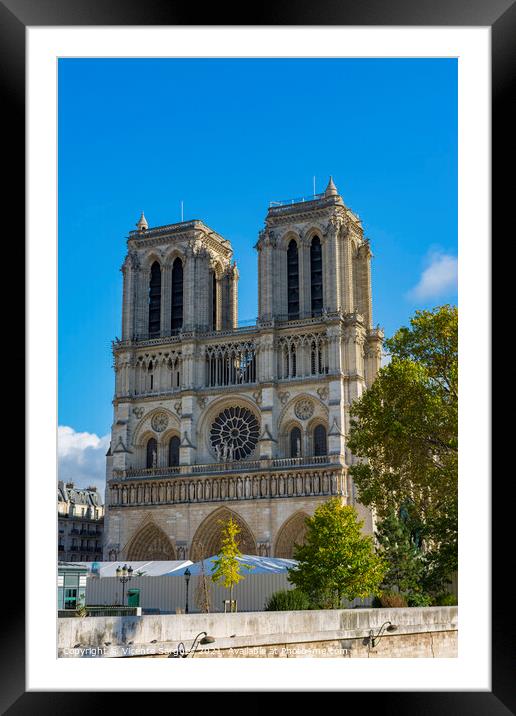 Notre Dame Cathedral facade Framed Mounted Print by Vicente Sargues