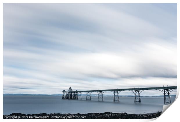 The Victorian Pier In Clevedon In Long Exposure Print by Peter Greenway
