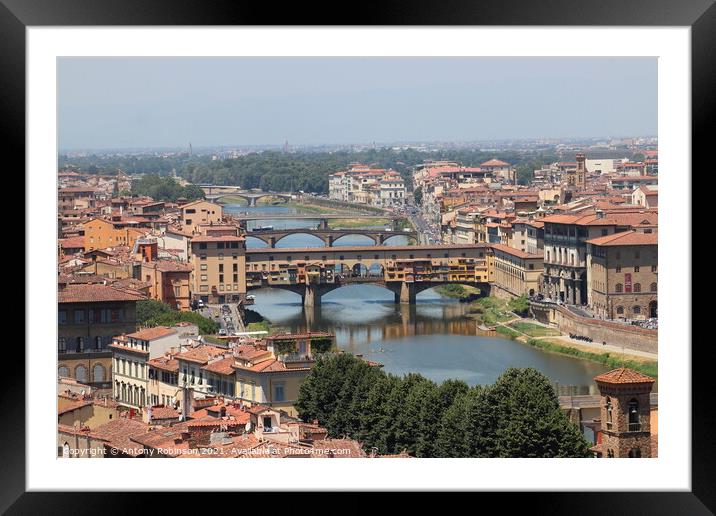 Majestic Ponte Vecchio in Florence Framed Mounted Print by Antony Robinson