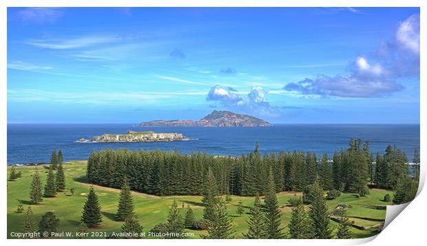 Nepean and Phillip Islands, Norfolk Island Print by Paul W. Kerr