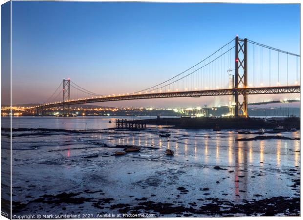 Forth Road Bridge at Dusk Canvas Print by Mark Sunderland