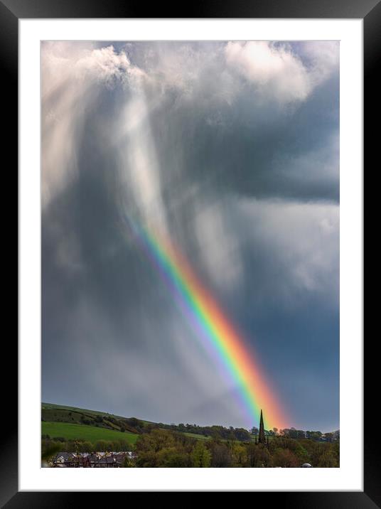St. George's Church Rainbow, New Mills Framed Mounted Print by John Finney