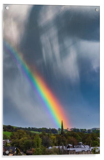St. George's Church Rainbow, New Mills Acrylic by John Finney