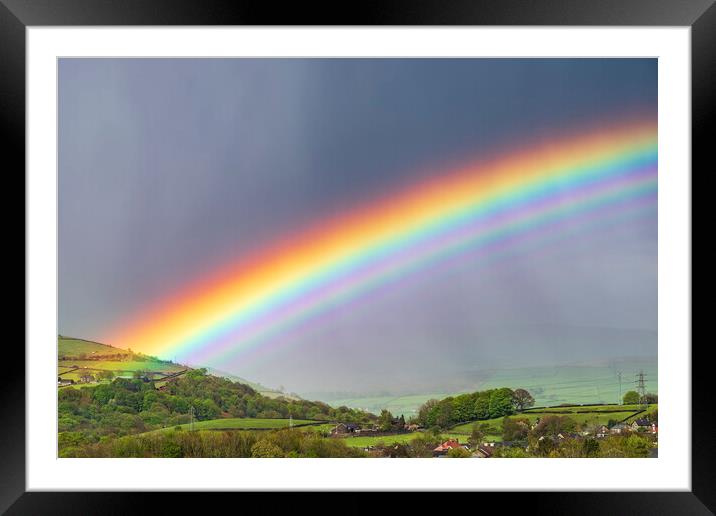 Derbyshire rainbow Framed Mounted Print by John Finney