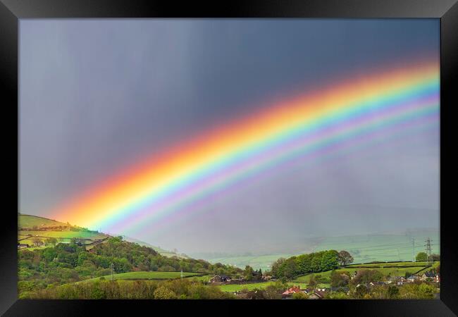 Derbyshire rainbow Framed Print by John Finney