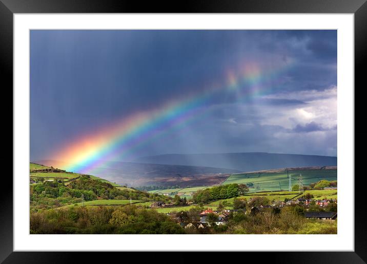 Rainbow over the High Peak Framed Mounted Print by John Finney