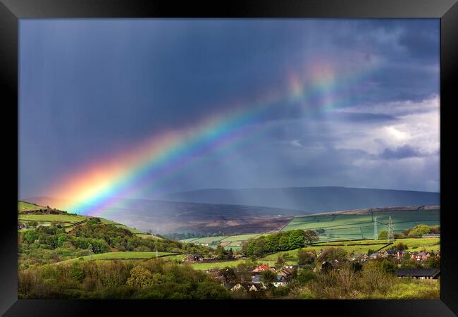 Rainbow over the High Peak Framed Print by John Finney