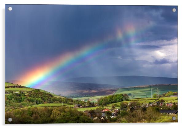 Rainbow over the High Peak Acrylic by John Finney