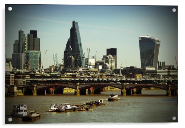 London Cityscape Blackfriars Bridge England Acrylic by Andy Evans Photos