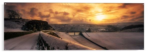 GM0014P - A Frozen Butterley Reservoir - Panorama Acrylic by Robin Cunningham