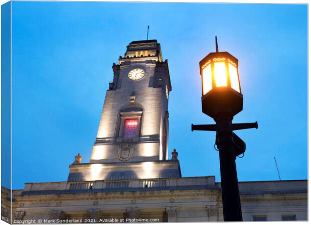 Barnsley Town Hall at Dusk Canvas Print by Mark Sunderland