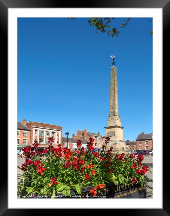 Obelisk in the Market Place at Ripon Framed Mounted Print by Mark Sunderland
