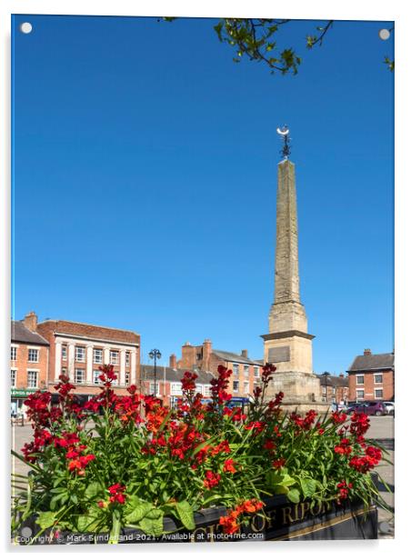 Obelisk in the Market Place at Ripon Acrylic by Mark Sunderland