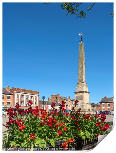 Obelisk in the Market Place at Ripon Print by Mark Sunderland