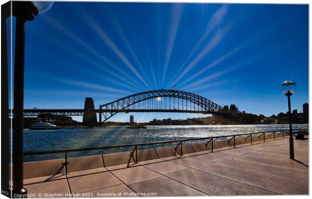 Sydney Harbour Bridge Sunburst Canvas Print by Stephen Hamer