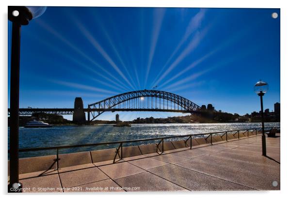 Sydney Harbour Bridge Sunburst Acrylic by Stephen Hamer