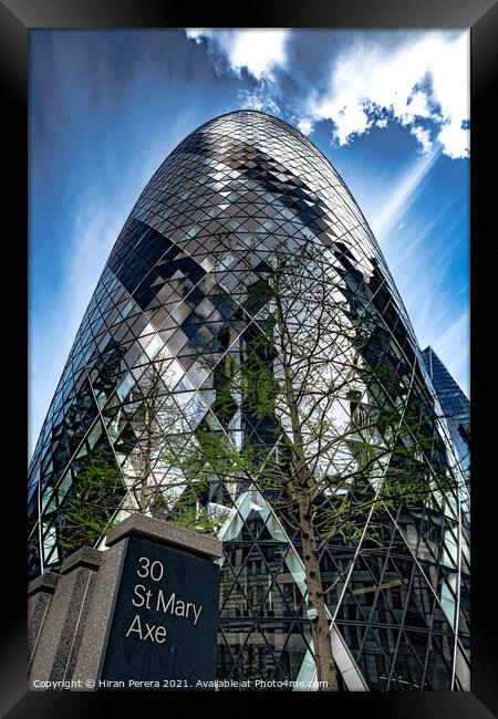 The Gherkin building, 30 St Mary Axe Framed Print by Hiran Perera