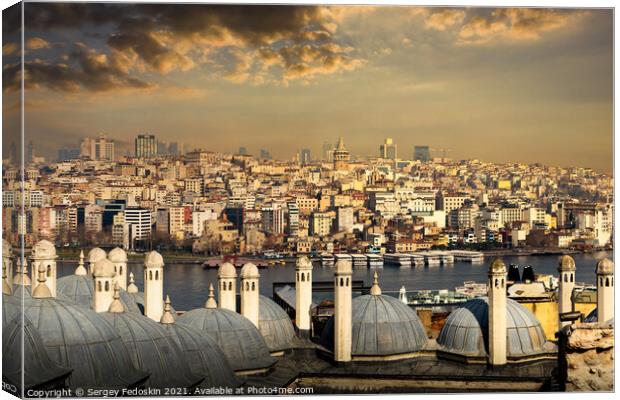 Istanbul cityscape with Galata Kulesi Tower. Turke Canvas Print by Sergey Fedoskin