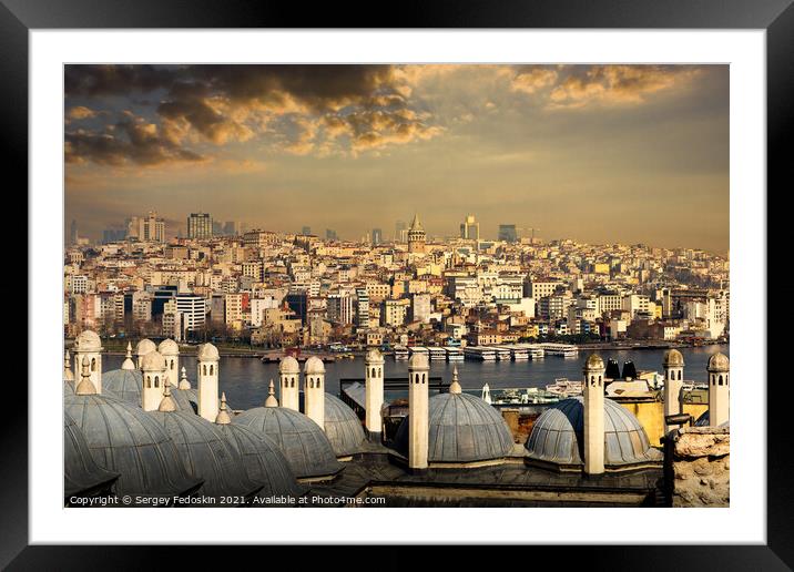 Istanbul cityscape with Galata Kulesi Tower. Turke Framed Mounted Print by Sergey Fedoskin