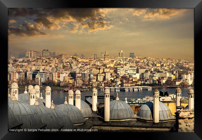 Istanbul cityscape with Galata Kulesi Tower. Turke Framed Print by Sergey Fedoskin