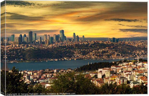 Panorama of european part of Istanbul with Bosphor Canvas Print by Sergey Fedoskin