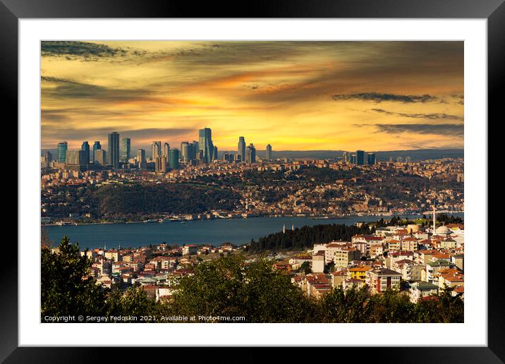 Panorama of european part of Istanbul with Bosphor Framed Mounted Print by Sergey Fedoskin