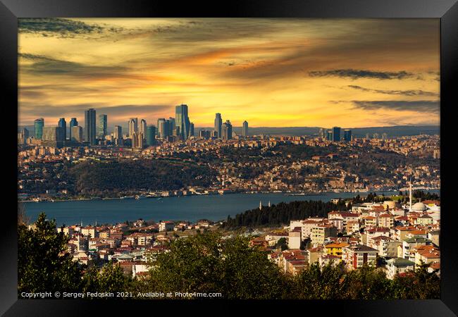 Panorama of european part of Istanbul with Bosphor Framed Print by Sergey Fedoskin