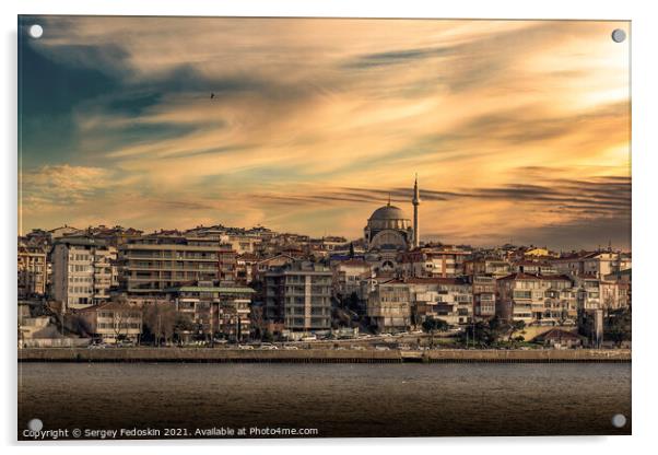 View to asian coast of Istanbul. Turkey. Acrylic by Sergey Fedoskin