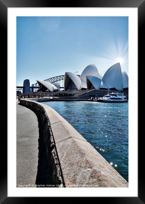 Sydney Opera House and Bridge Framed Mounted Print by Stephen Hamer