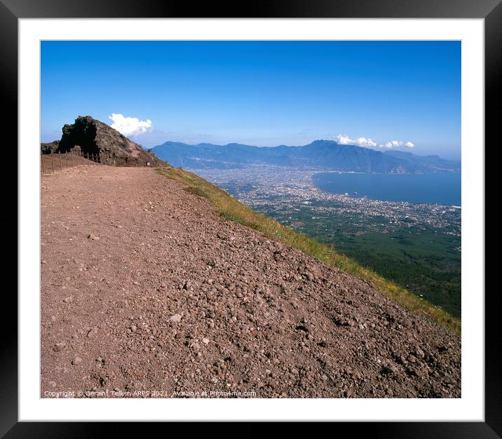 Crater rim, Mt. Vesuvius, Bay of Naples, Campania, Italy Framed Mounted Print by Geraint Tellem ARPS