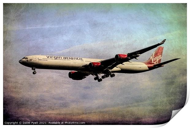 Virgin Atlantic Airbus A340 Texture Print by David Pyatt