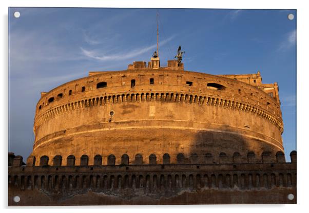Sunset at Castel Sant Angelo in Rome Acrylic by Artur Bogacki