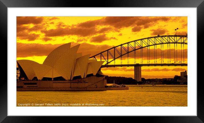 Sydney Opera House and Harbour Bridge, New South Wales, Australia Framed Mounted Print by Geraint Tellem ARPS