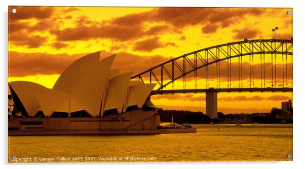 Sydney Opera House and Harbour Bridge, New South Wales, Australia Acrylic by Geraint Tellem ARPS