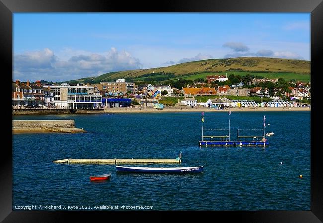 Swanage Seafront, Isle of Purbeck, Dorset, England Framed Print by Richard J. Kyte