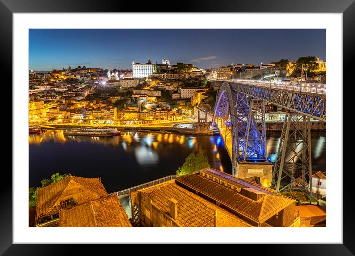 Dom Luís I Bridge over Douro river Porto Framed Mounted Print by peter schickert