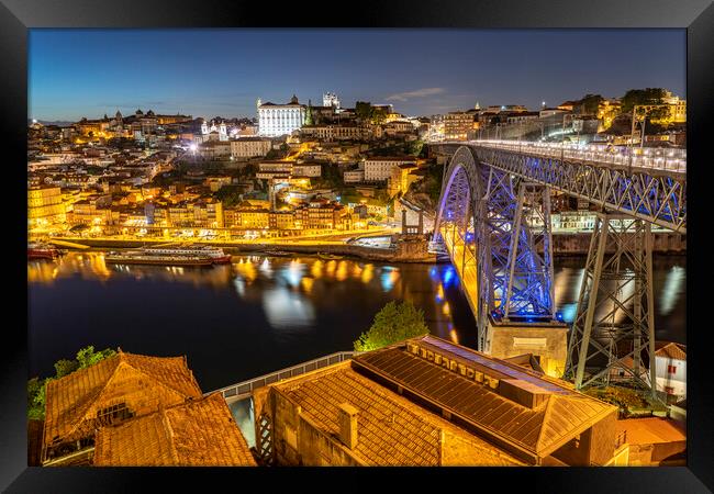 Dom Luís I Bridge over Douro river Porto Framed Print by peter schickert