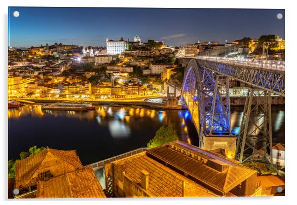 Dom Luís I Bridge over Douro river Porto Acrylic by peter schickert