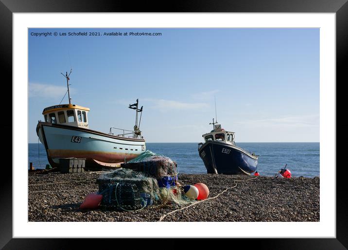 Waiting for the Tide A Serene Fishing Scene in Dev Framed Mounted Print by Les Schofield