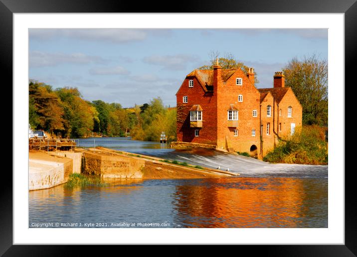 Fladbury Weir and Cropthorne Mill, Worcestershire Framed Mounted Print by Richard J. Kyte