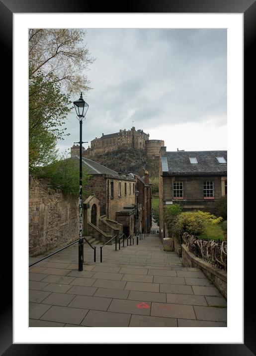 Edinburgh Castle view from the Vennel Framed Mounted Print by Theo Spanellis