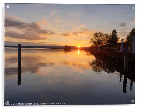 A sunset over the Lake Zug Acrylic by Martin Baroch