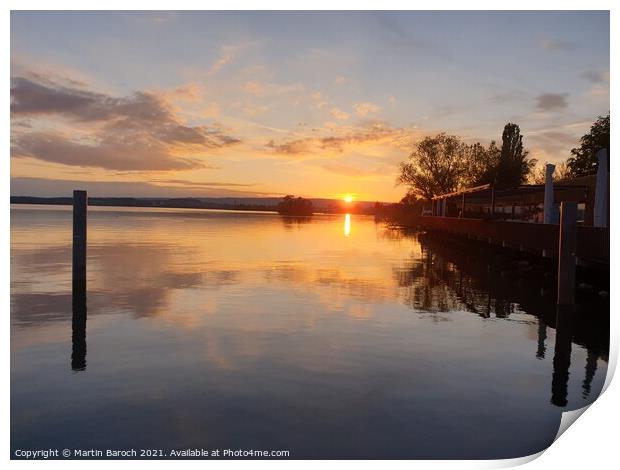 A sunset over the Lake Zug Print by Martin Baroch