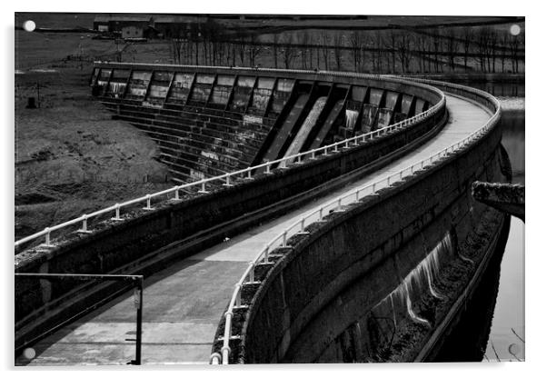 Baiting's Reservoir Walkway Over Dam Wall Mono Acrylic by Glen Allen