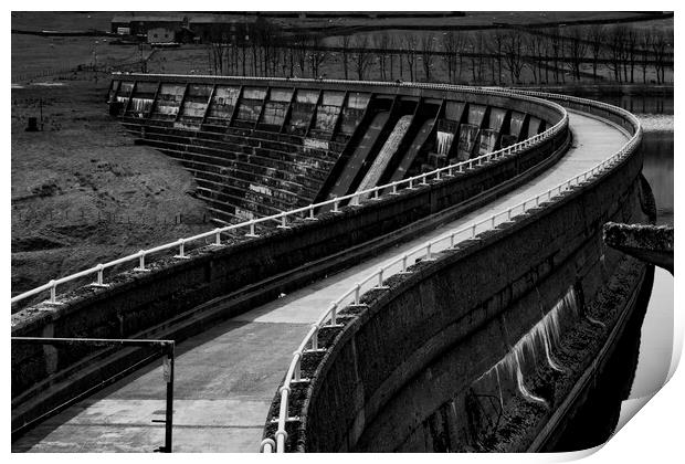 Baiting's Reservoir Walkway Over Dam Wall Mono Print by Glen Allen