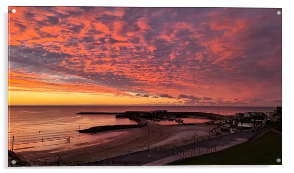 Spectacular sunrise sky over the Cobb Lyme Regis Acrylic by Love Lyme Regis