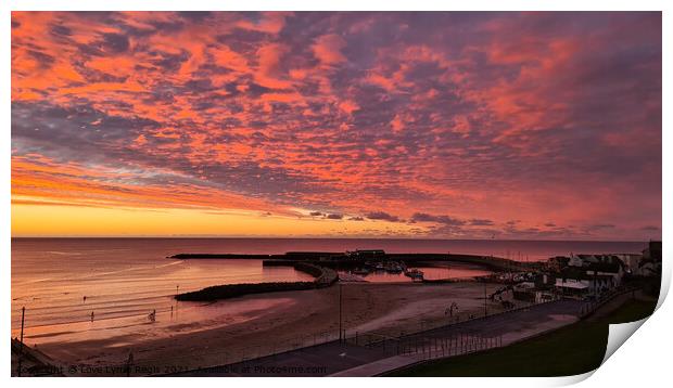 Spectacular sunrise sky over the Cobb Lyme Regis Print by Love Lyme Regis