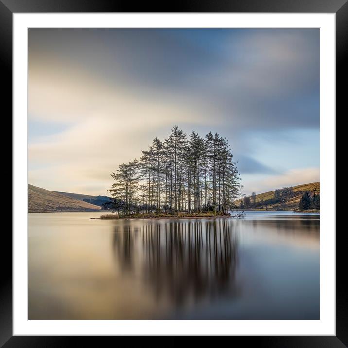 Island reflection in the Brecon Beacons Framed Mounted Print by Alan Le Bon