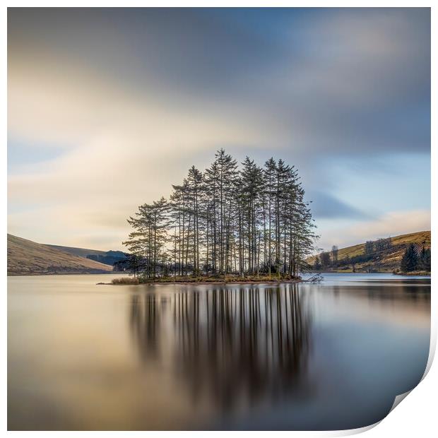 Island reflection in the Brecon Beacons Print by Alan Le Bon