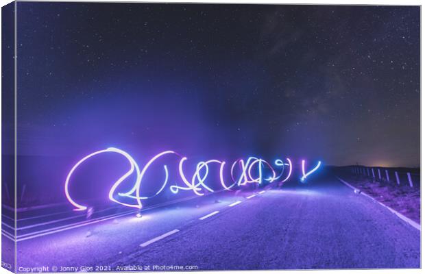 Light Painting on the Road  Canvas Print by Jonny Gios